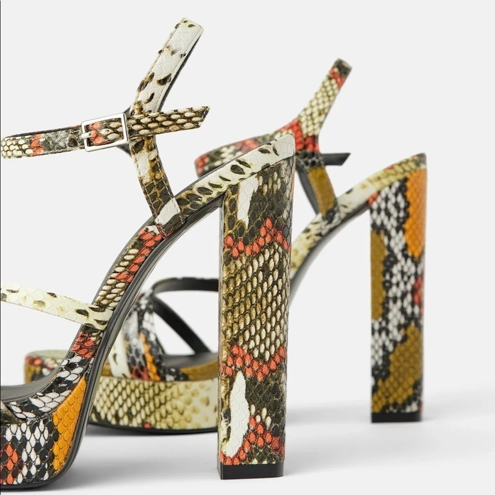 ZARA Animal Print High Heel Sandals - Picture 8 of 8